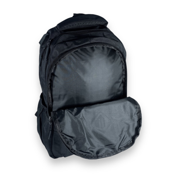 Стильный городской рюкзак, 20 л, два отделения, боковые карманы, фронтальный карман, USB вход, черный