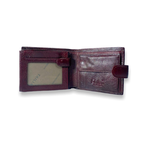 Чоловічий гаманець, натуральна шкіра, два відділи для купюр, колір крімсон Чоловічий гаманець, натуральна шкіра, два відділи для купюр, колір крімсон