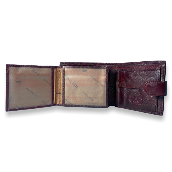 Чоловічий гаманець, натуральна шкіра, два відділи для купюр, колір крімсон Чоловічий гаманець, натуральна шкіра, два відділи для купюр, колір крімсон