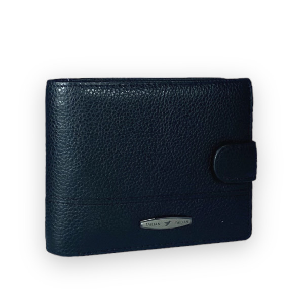 Компактний чоловічий гаманець Tailian із натуральноі шкіри, чорний Компактний чоловічий гаманець Tailian із натуральноі шкіри, чорний