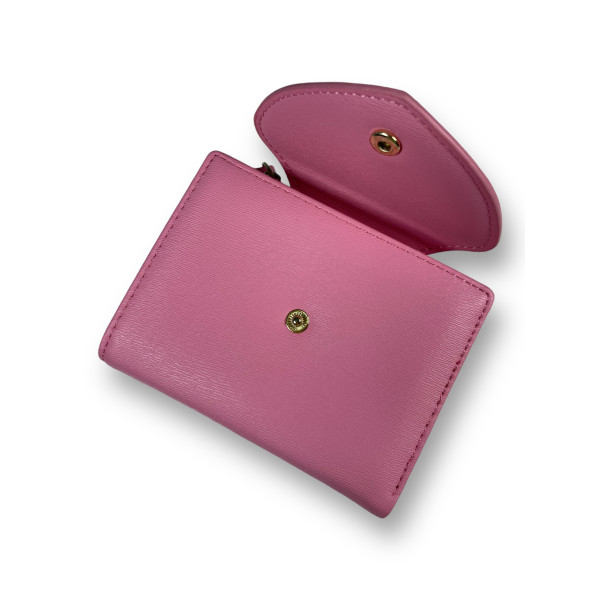 Стильный кошелек из экокожи, розовый, с кнопочной застежкой Стильный кошелек из экокожи, розовый, с кнопочной застежкой