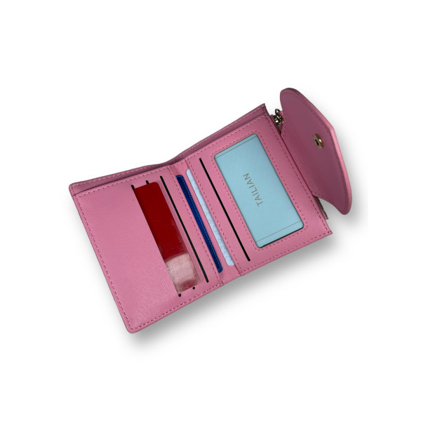 Стильный кошелек из экокожи, розовый, с кнопочной застежкой Стильный кошелек из экокожи, розовый, с кнопочной застежкой
