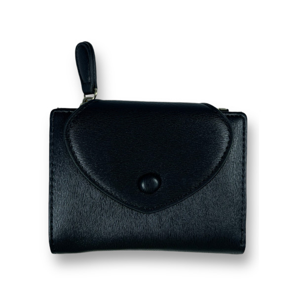 Стильный кошелек из экокожи, черный, с кнопочной застежкой