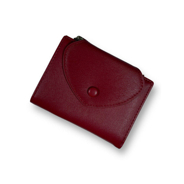 Стильный кошелек из экокожи, красный, с кнопочной застежкой и 1 отделом для купюр