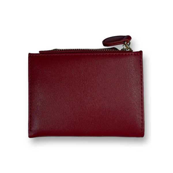 Стильный кошелек из экокожи, красный, с кнопочной застежкой и 1 отделом для купюр