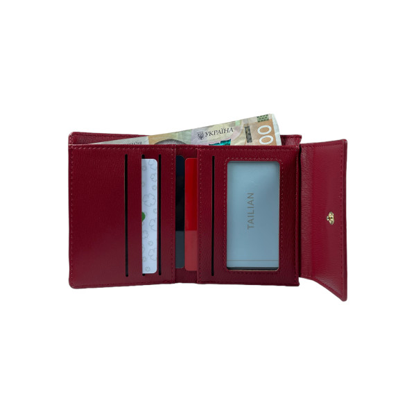 Женский кошелек из экокожи, с кнопочной застежкой и 1 отделением для купюр, красный Женский кошелек из экокожи, с кнопочной застежкой и 1 отделением для купюр, красный