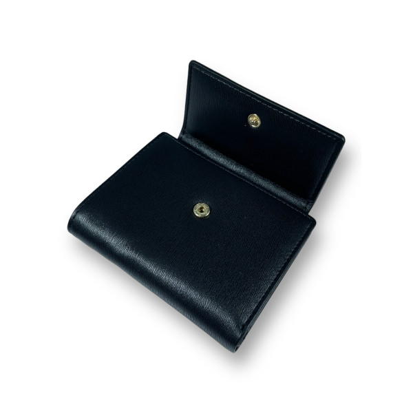 Жіночий гаманець, екошкіра, чорний, з кнопковою застібкою, 1 відділення для купюр