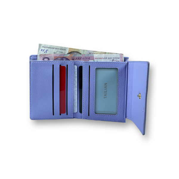 Жіночий гаманець з екошкіри, фіолетовий, з кнопковою застібкою,1 відділення для купюр Жіночий гаманець з екошкіри, фіолетовий, з кнопковою застібкою,1 відділення для купюр