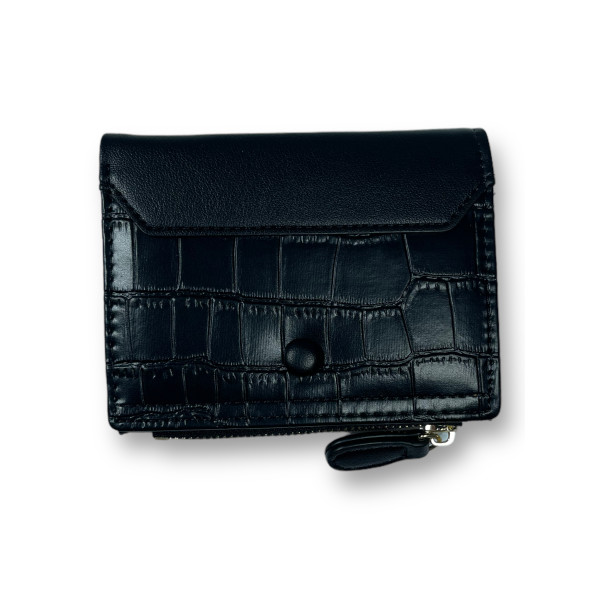 Кошелек женский из экокожи Tailian черный, с кнопочной застежкой