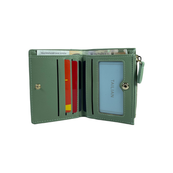Стильный кошелек из экокожи, зеленый, 1 отделение для купюр Стильный кошелек из экокожи, зеленый, 1 отделение для купюр