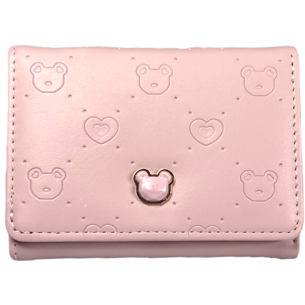 Женский кошелек из экокожи, розовый, с кнопочной застежкой