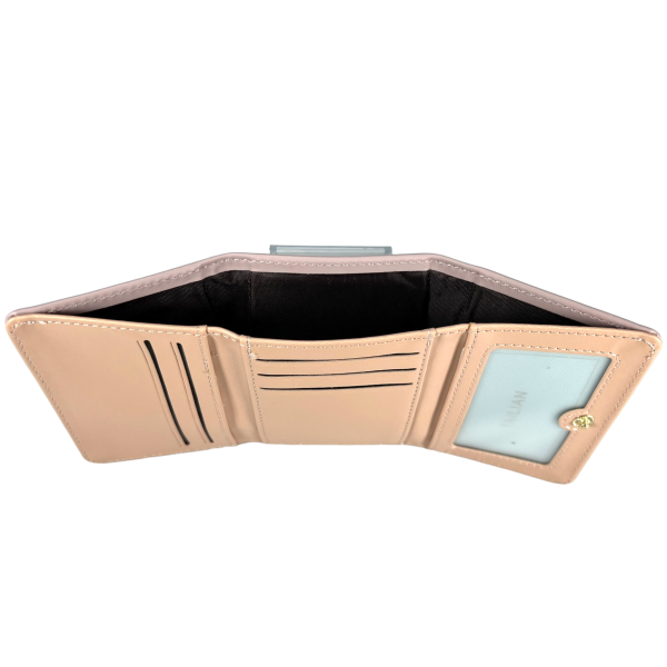 Женский кошелек из экокожи, розовый, с кнопочной застежкой