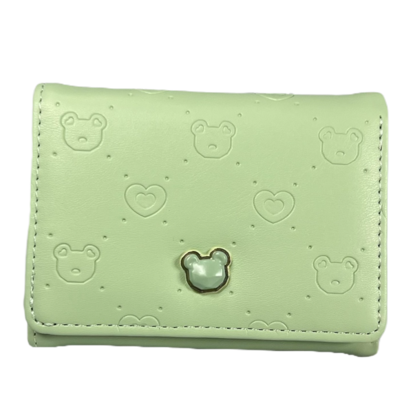 Гаманець жіночий з екошкіри, зеленого кольору, із кнопковою застібкою