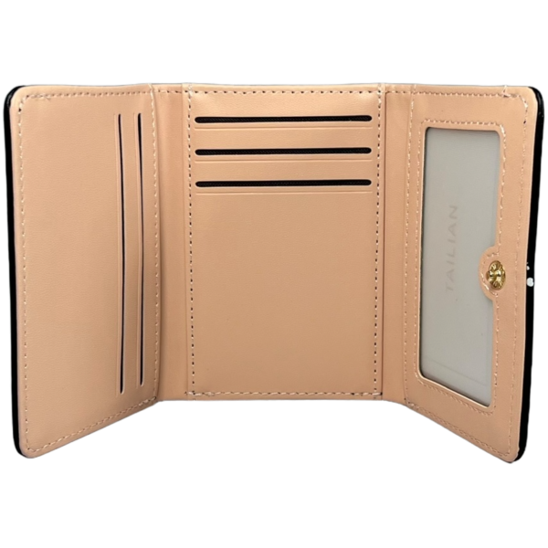 Стильний гаманець з екошкіри, чорного кольору, з кнопковою застібкою