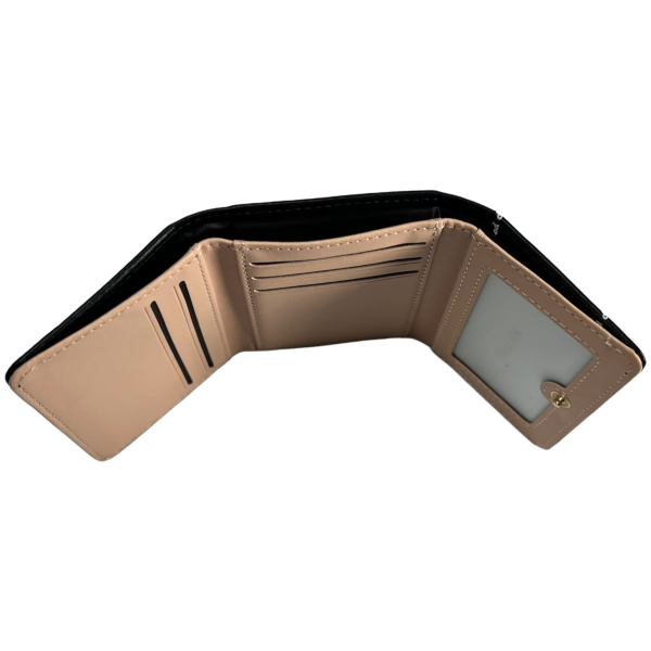 Стильний гаманець з екошкіри, чорного кольору, з кнопковою застібкою