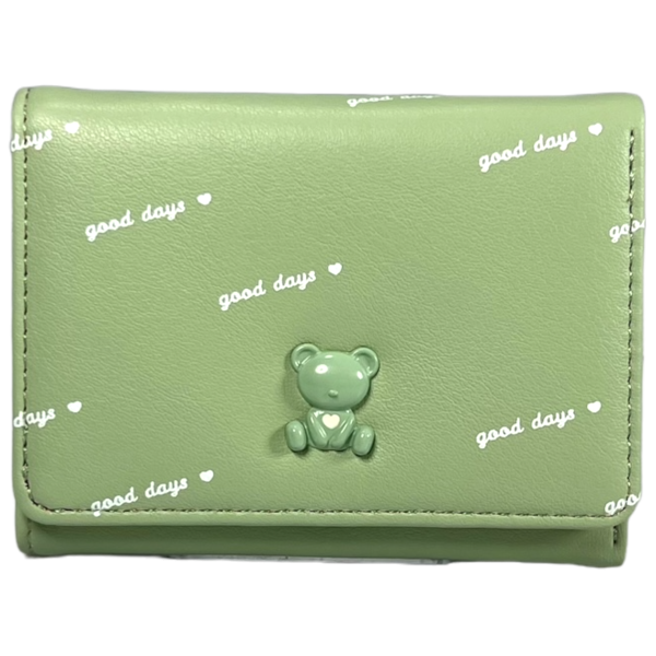 Стильный женский кошелек из экокожи, салатовый, 1 отделение для купюр