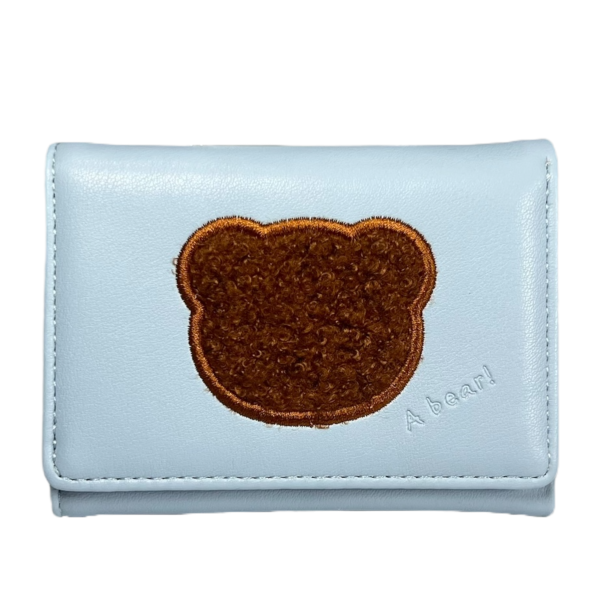 Стильный кошелек из экокожи, голубой, с кнопочной застежкой