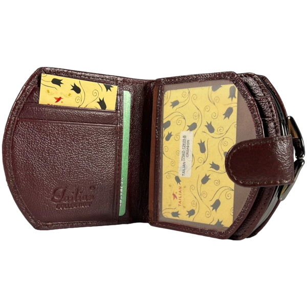 Стильный кошелек элегантный кожаный, цвет кримсон, с кнопочной застежкой Стильный кошелек элегантный кожаный, цвет кримсон, с кнопочной застежкой