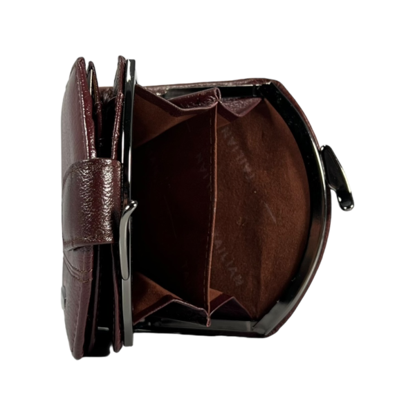 Стильный кошелек элегантный кожаный, цвет кримсон, с кнопочной застежкой Стильный кошелек элегантный кожаный, цвет кримсон, с кнопочной застежкой