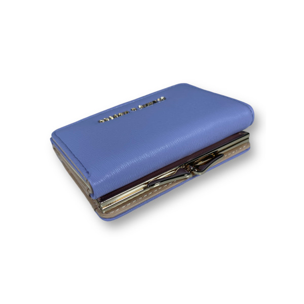 Женский кошелек из экокожи, фиолетовый с кнопочной застежкой и 1 отделом для купюр Женский кошелек из экокожи, фиолетовый с кнопочной застежкой и 1 отделом для купюр