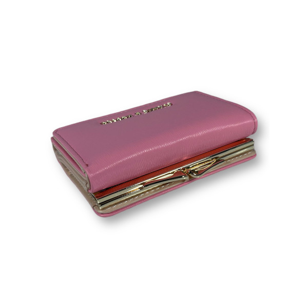 Женский кошелек из экокожи, с кнопочной застежкой и 1 отделом для розового цвета