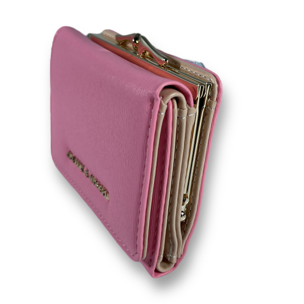Женский кошелек из экокожи, с кнопочной застежкой и 1 отделом для розового цвета
