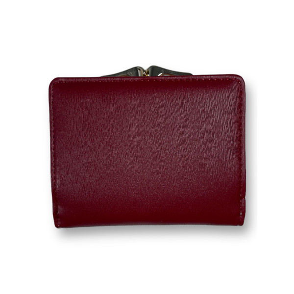Кошелек женский из экокожи, бордовый, с кнопочной застежкой