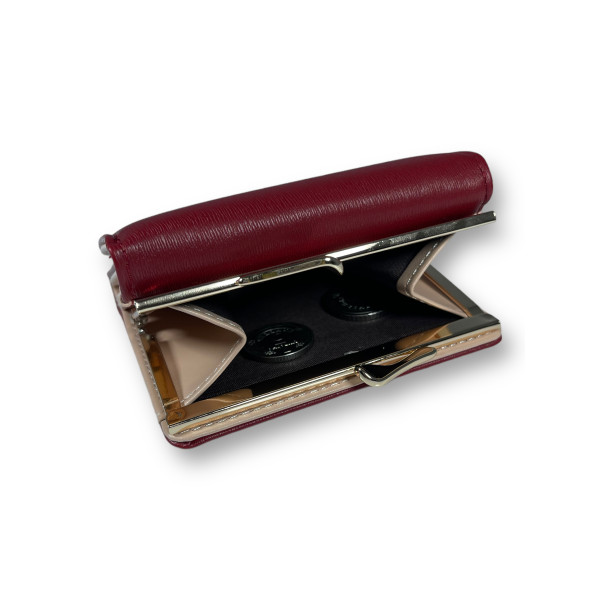 Кошелек женский из экокожи, бордовый, с кнопочной застежкой