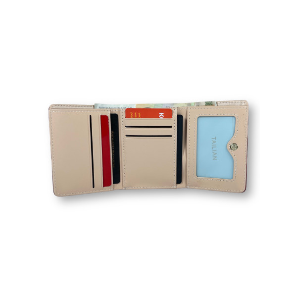 Кошелек женский из экокожи, бордовый, с кнопочной застежкой