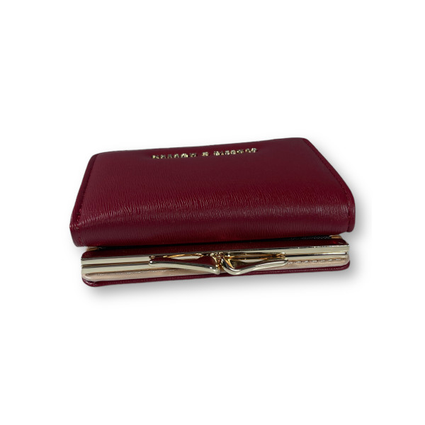 Кошелек женский из экокожи, бордовый, с кнопочной застежкой
