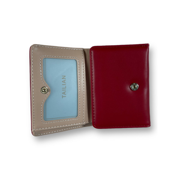 Стильный кошелек с экокожи и застежкой на кнопке, бордовый Стильный кошелек с экокожи и застежкой на кнопке, бордовый