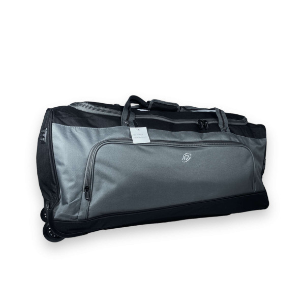 Дорожная сумка на колесах, один отдел, две ручки, 92 л, черный/серый