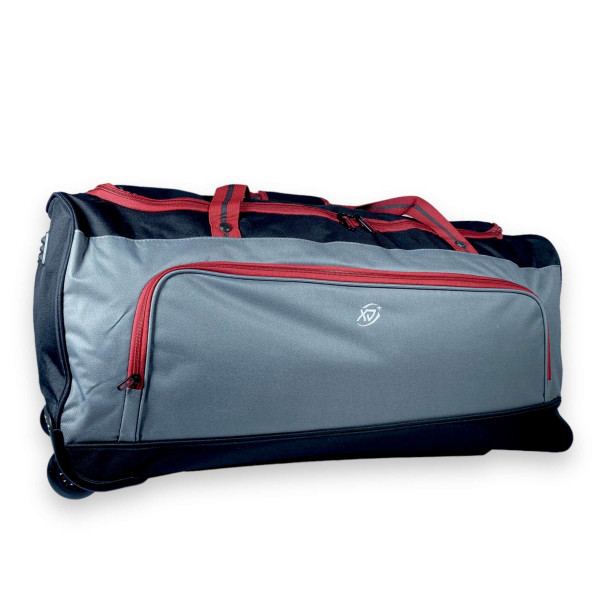 Дорожная сумка на колесах, один отдел, 92 л, черный/серый/красный Дорожная сумка на колесах, один отдел, 92 л, черный/серый/красный