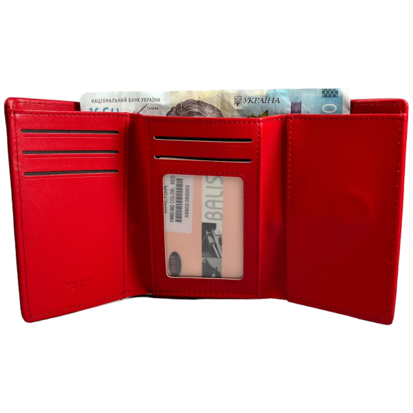Жіночий гаманець екошкіра, червоний, 1 відділення для купюр та 5 осередків для карт Жіночий гаманець екошкіра, червоний, 1 відділення для купюр та 5 осередків для карт