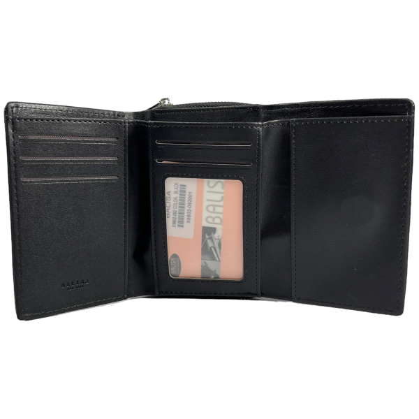 Стильный компактный кошелек из экокожи, черный, с застежкой на молнии Стильный компактный кошелек из экокожи, черный, с застежкой на молнии