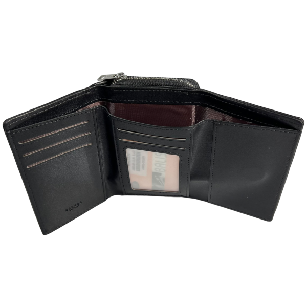 Стильный компактный кошелек из экокожи, черный, с застежкой на молнии Стильный компактный кошелек из экокожи, черный, с застежкой на молнии