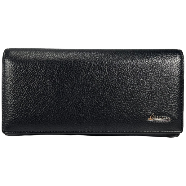 Кошелек женственный из экокожи, черный, с застежкой на молнии