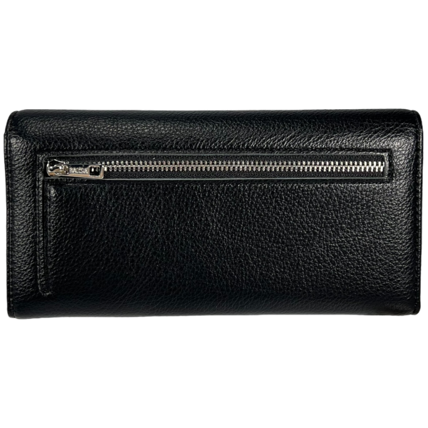 Кошелек женственный из экокожи, черный, с застежкой на молнии Кошелек женственный из экокожи, черный, с застежкой на молнии