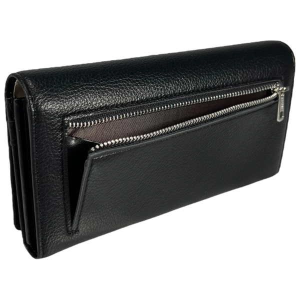 Кошелек женственный из экокожи, черный, с застежкой на молнии Кошелек женственный из экокожи, черный, с застежкой на молнии