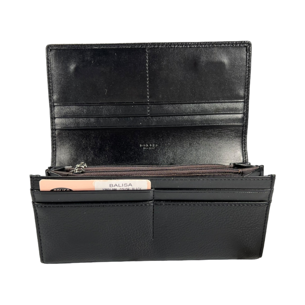 Кошелек женственный из экокожи, черный, с застежкой на молнии Кошелек женственный из экокожи, черный, с застежкой на молнии