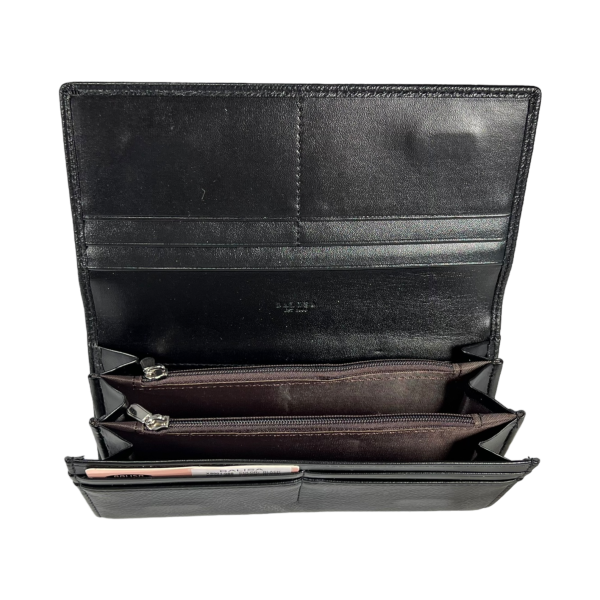 Кошелек женственный из экокожи, черный, с застежкой на молнии Кошелек женственный из экокожи, черный, с застежкой на молнии