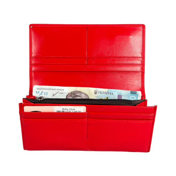 Стильный женский кошелек из экокожи, красного цвета с застежкой на молнии Стильный женский кошелек из экокожи, красного цвета с застежкой на молнии