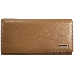 Гаманець жіночий з екошкіри, бежевий, з кнопковою застібкою Гаманець жіночий з екошкіри, бежевий, з кнопковою застібкою