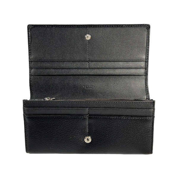 Классический женский кошелек из экокожи, черный, с кнопочной застежкой Классический женский кошелек из экокожи, черный, с кнопочной застежкой