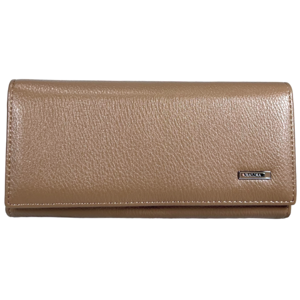 Женский кошелек из экокожи, бежевый, с кнопочной застежкой