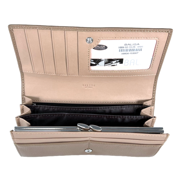 Женский кошелек из экокожи, бежевый, с кнопочной застежкой Женский кошелек из экокожи, бежевый, с кнопочной застежкой