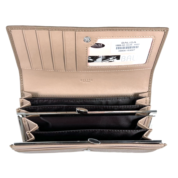 Женский кошелек из экокожи, бежевый, с кнопочной застежкой Женский кошелек из экокожи, бежевый, с кнопочной застежкой