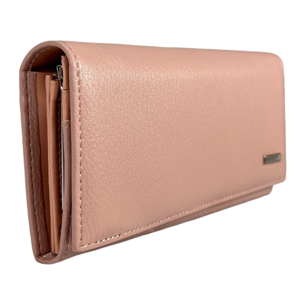 Гаманець жіночий з екошкіри, рожевий, з кнопковою застібкою Гаманець жіночий з екошкіри, рожевий, з кнопковою застібкою