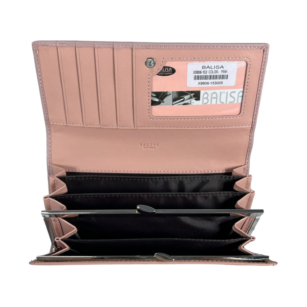 Гаманець жіночий з екошкіри, рожевий, з кнопковою застібкою Гаманець жіночий з екошкіри, рожевий, з кнопковою застібкою