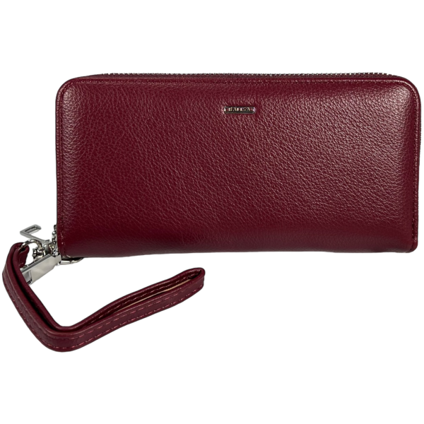 Кошелек женский из экокожи, бордовый, с застежкой на молнии